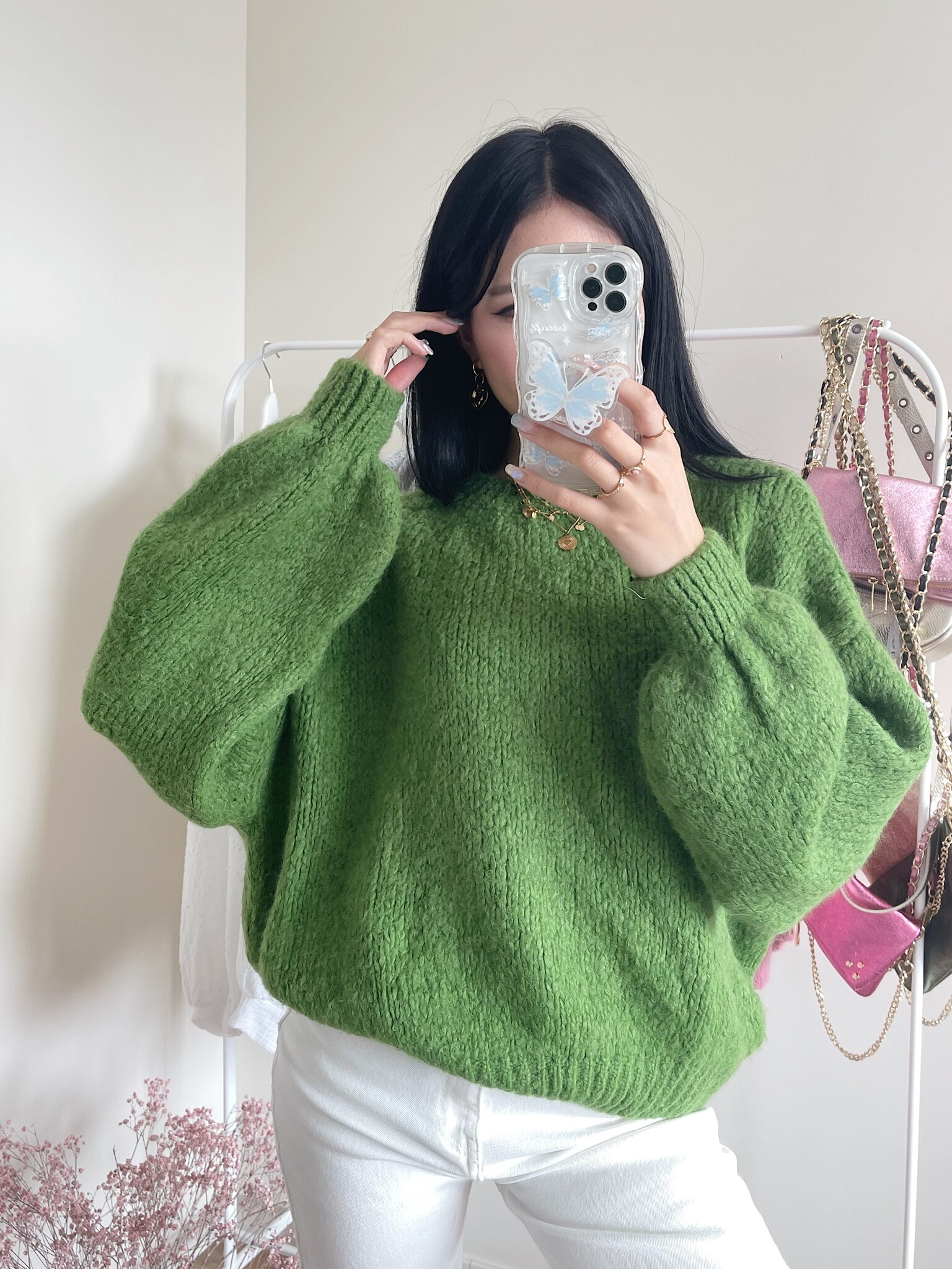 Caro Oversized Knit Sweater / Matcha Green - Hello My Love
