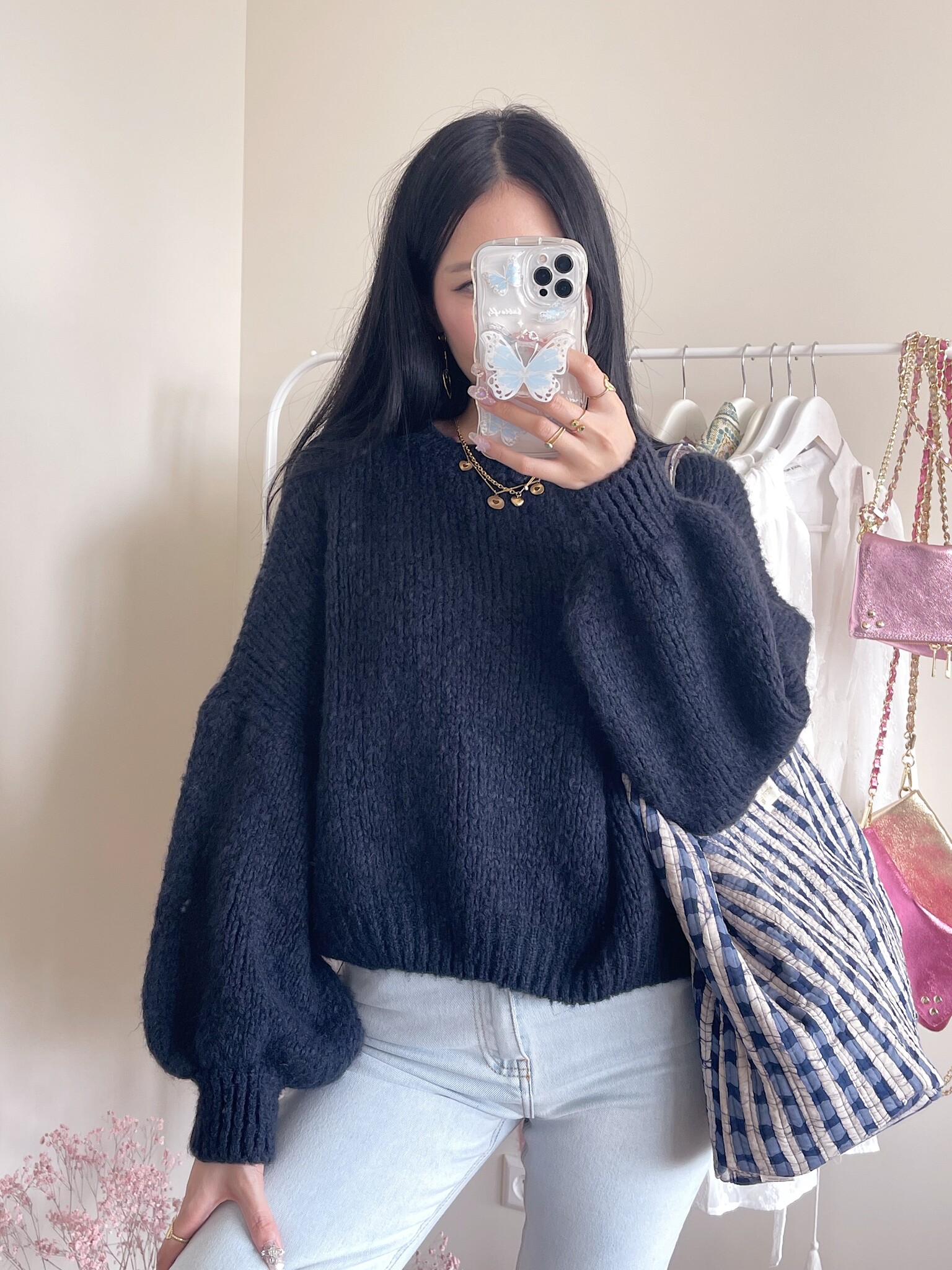 Caro Oversized Knit Sweater / Midnight Blue - Hello My Love