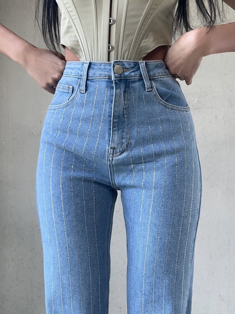 Amra Sparkle Straight Leg Jeans / Blue