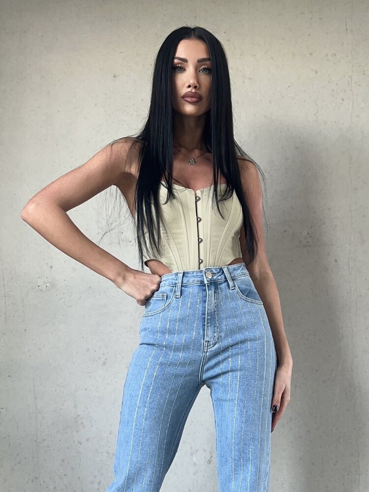 Amra Sparkle Straight Leg Jeans / Blue