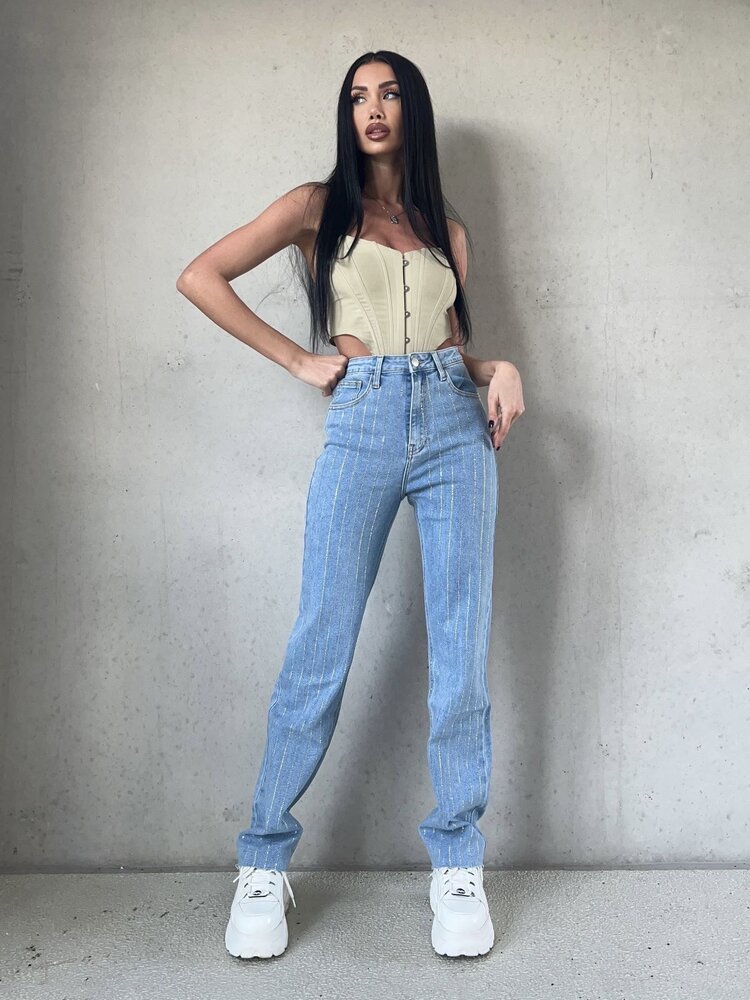 Amra Sparkle Straight Leg Jeans / Blue