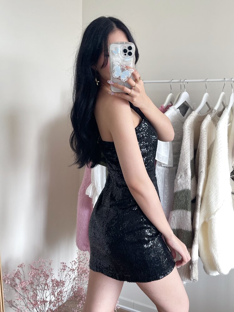 Hazel Sequin Tube Dress  / Black