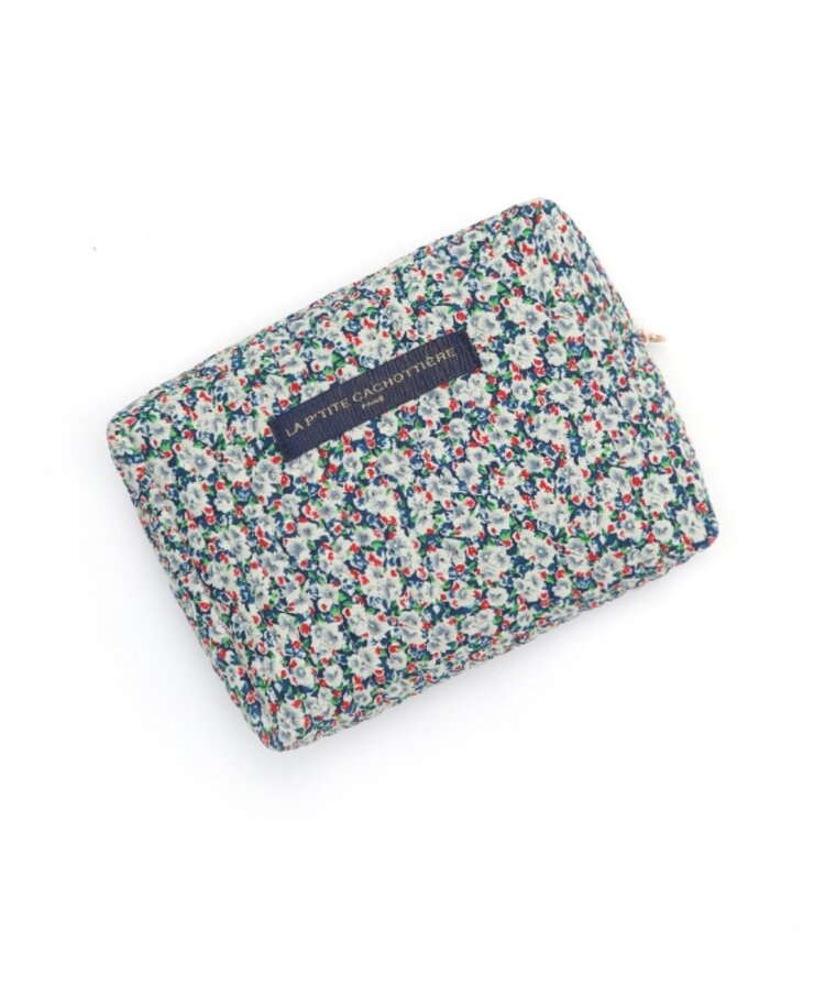 Marly Flower Toiletry Bag / Navy & White (Medium)