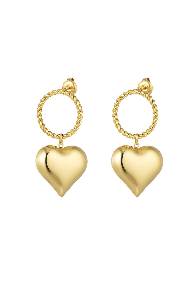 Gold Circle Heart Earrings