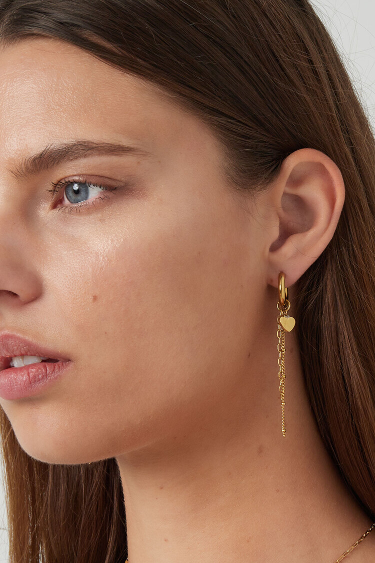 Gold Heart Chains Dangle Party Earrings