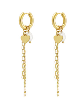Gold Heart Chains Dangle Party Earrings