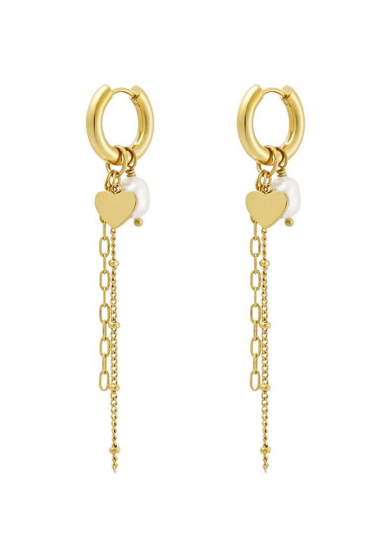 Gold Heart Chains Dangle Party Earrings