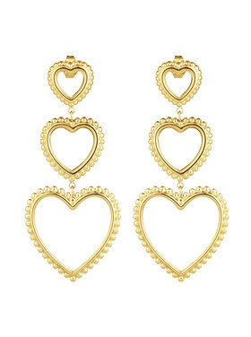 Gold Retro Heart Statement Earrings