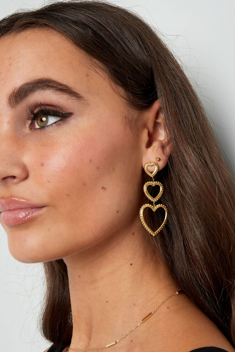 Gold Retro Heart Statement Earrings