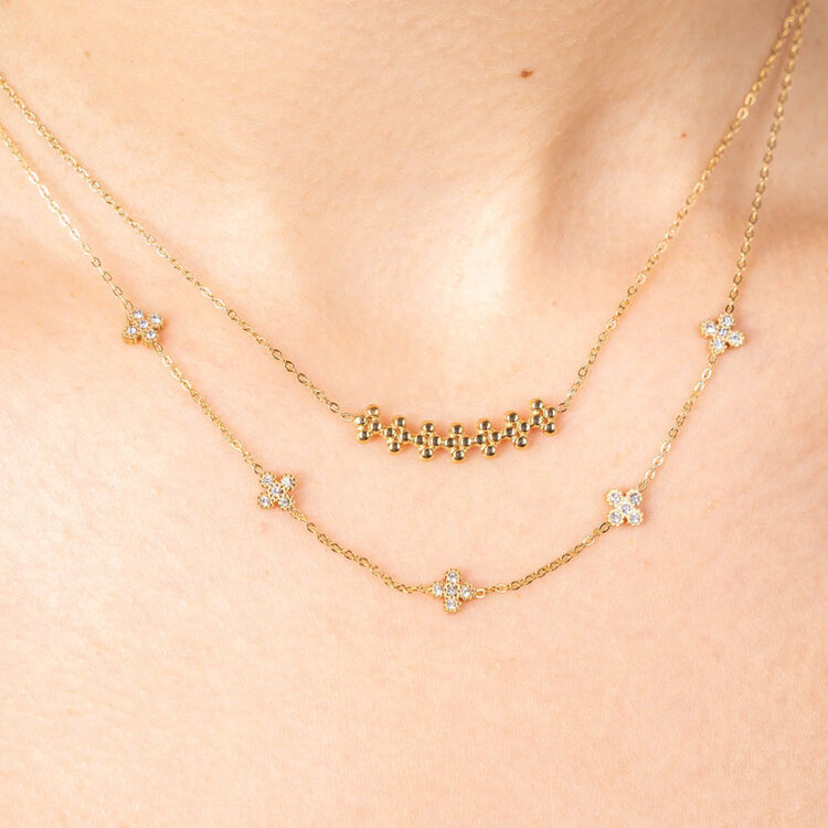 Gold Tiny Lucky Flower Necklace