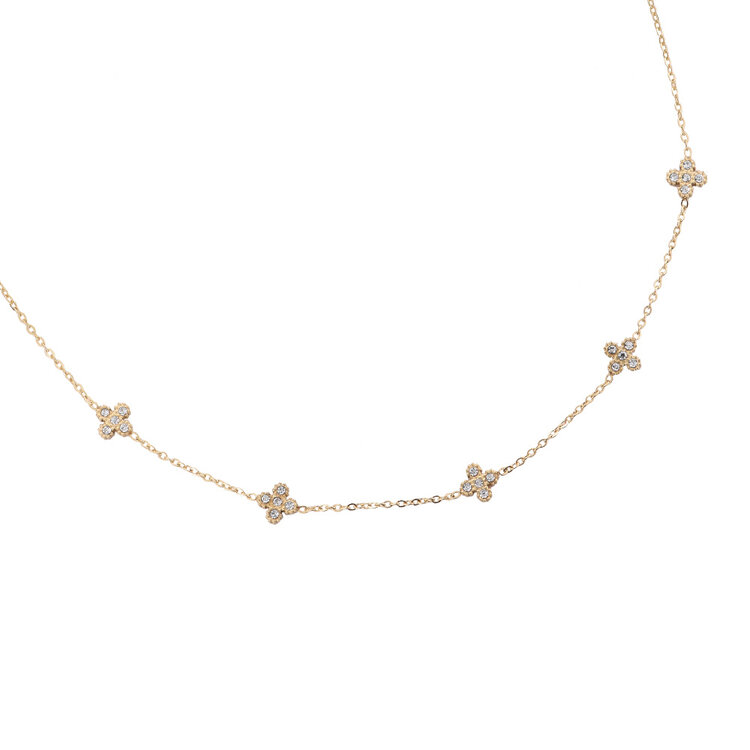 Gold Tiny Lucky Flower Necklace