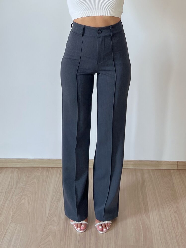Bowie Wide Leg Trousers / Washed Dark Grey