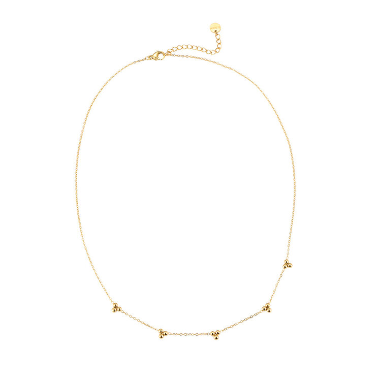 Gold Triple Tiny Balls Necklace