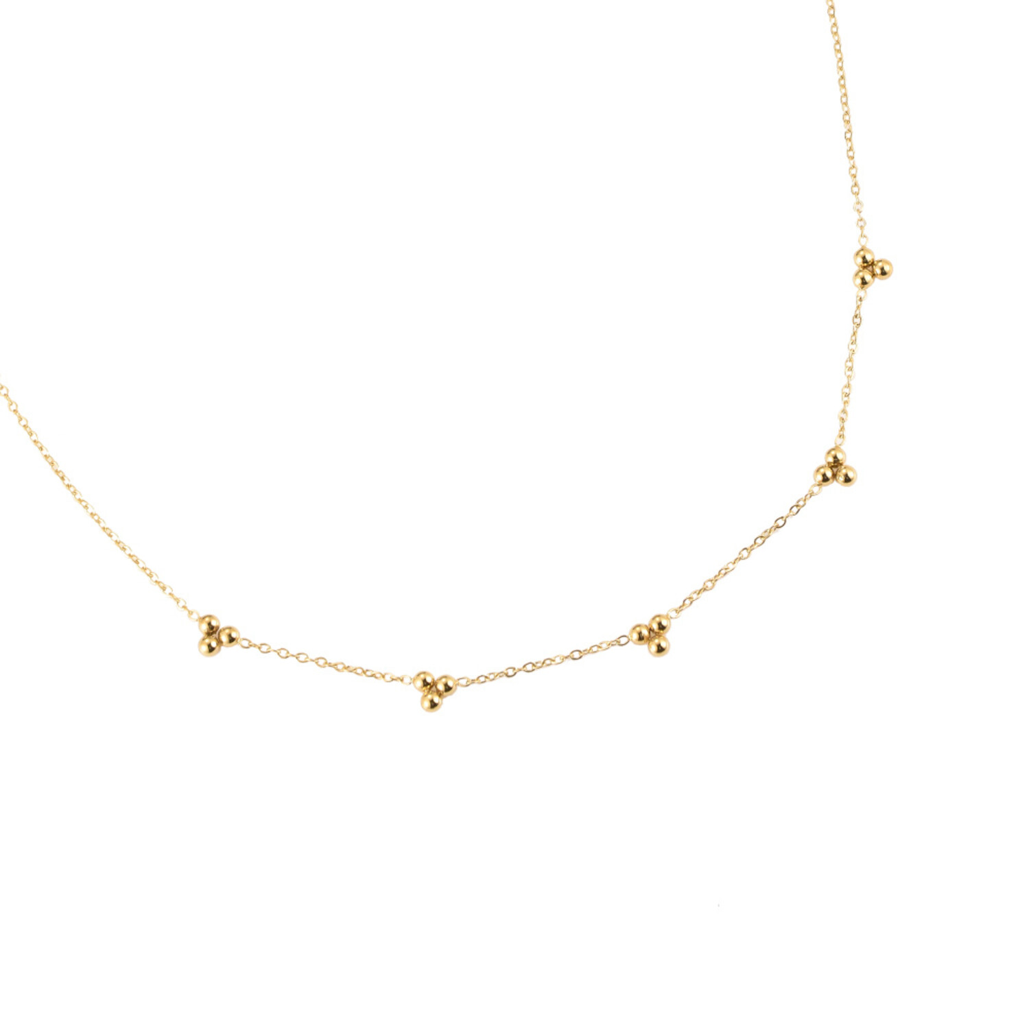Gold Triple Tiny Balls Necklace Hello My Love