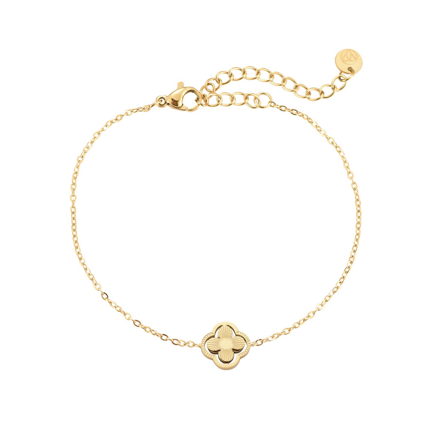 Gold Lucky Clover Bracelet / Orange - Hello My Love