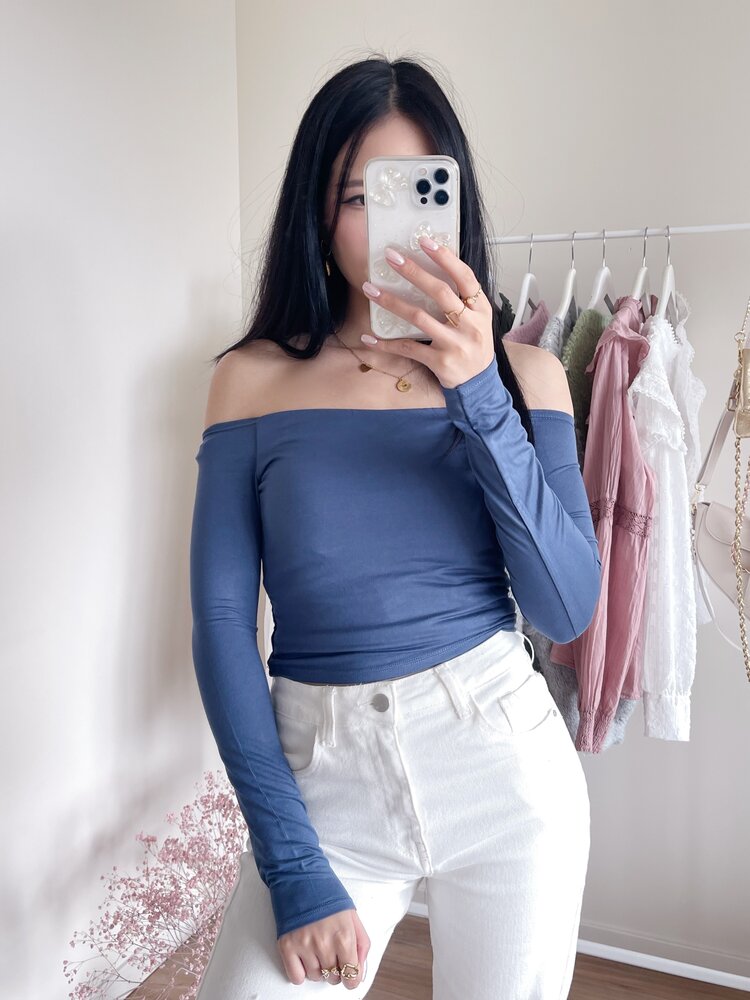 Flora Off Shoulder Top / Denim Blue