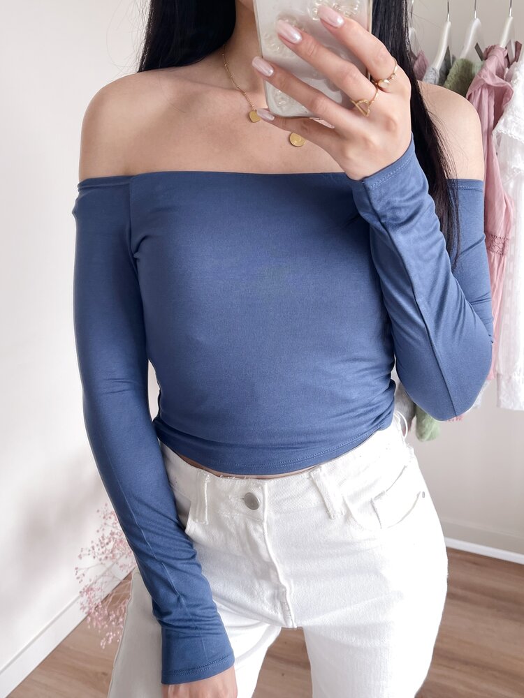 Flora Off Shoulder Top / Denim Blue