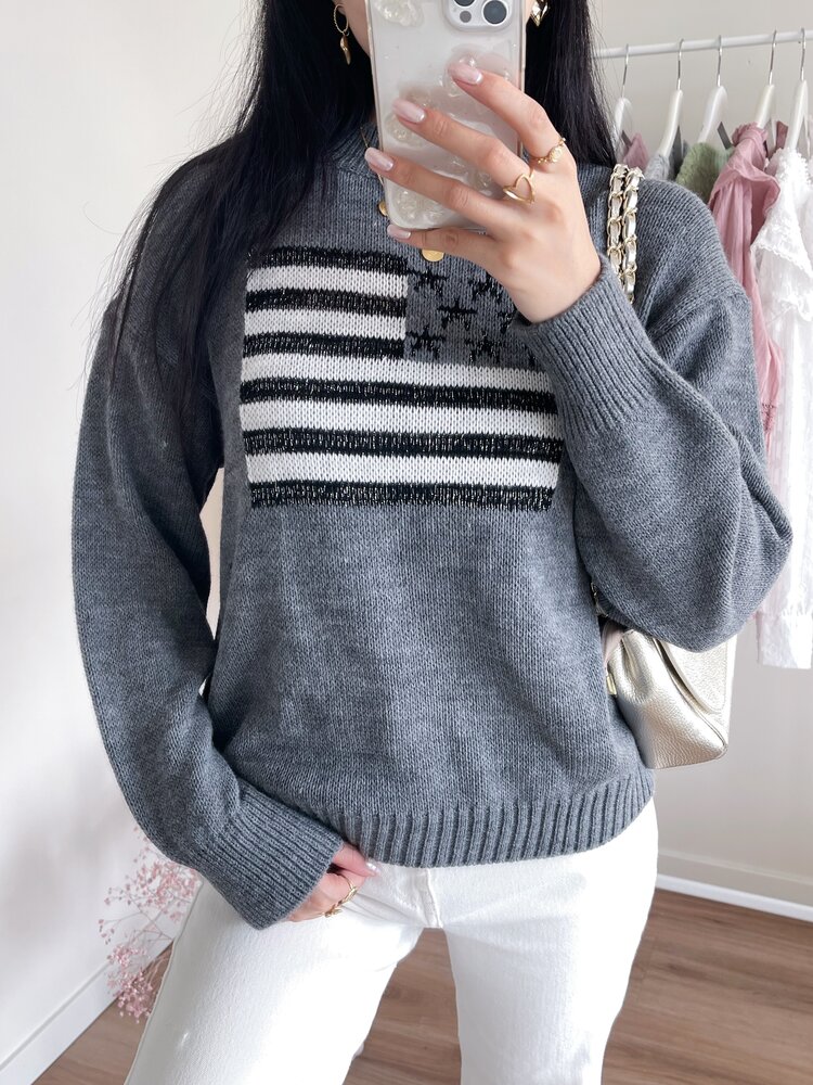 Kyla USA Knit Sweater / Dark Grey