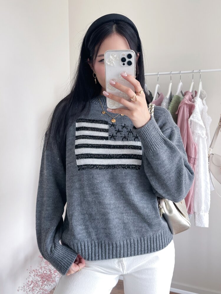 Kyla USA Knit Sweater / Dark Grey