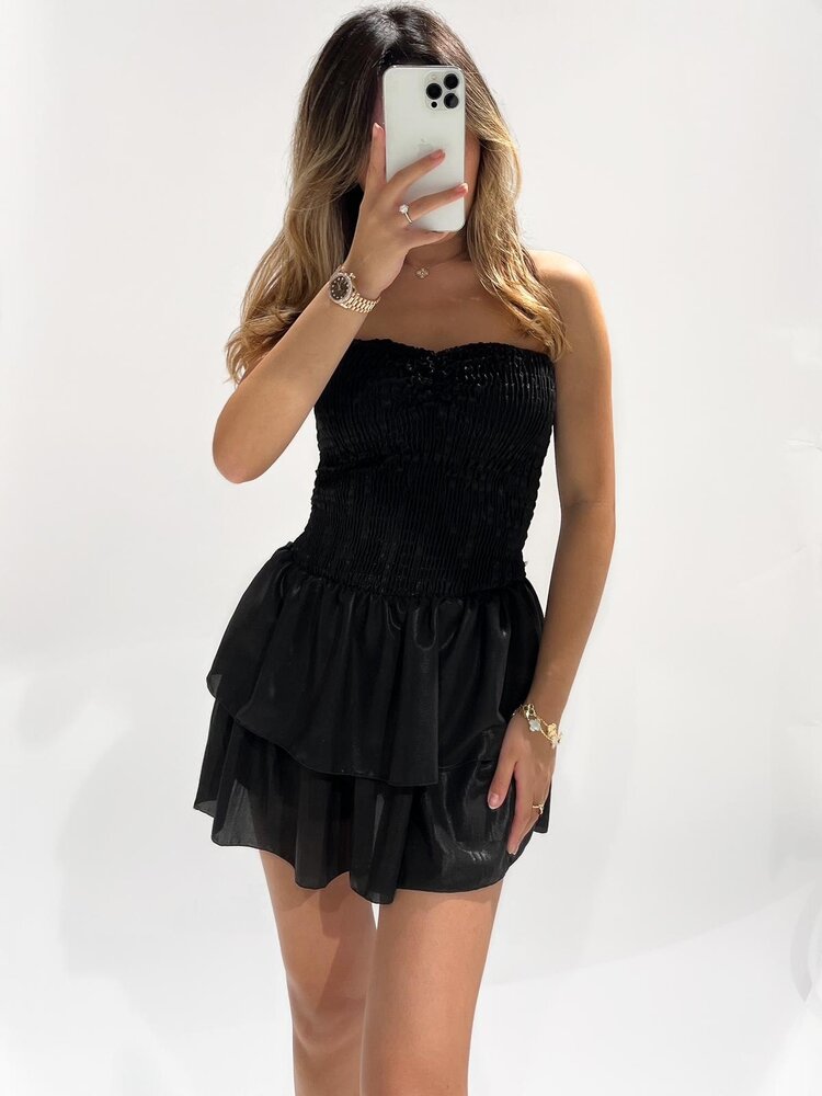 Bella Metallic Tube Dress / Black