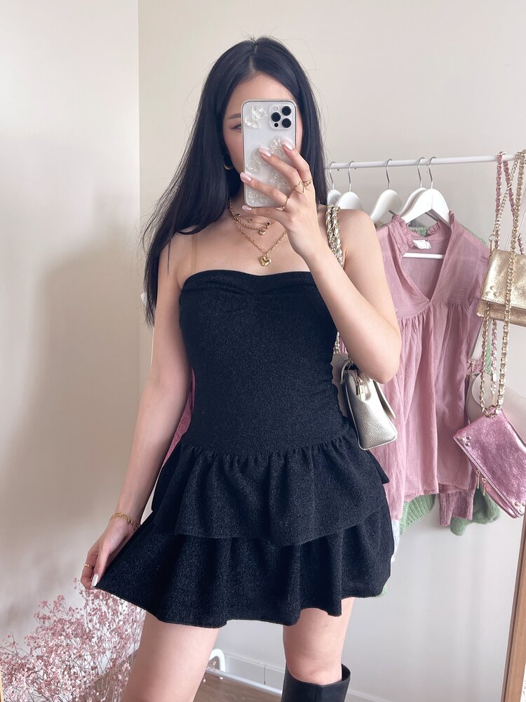 Bella Glitter Tube Dress / Black