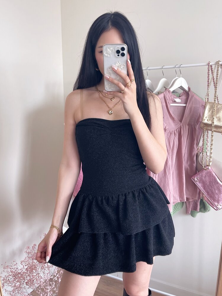 Bella Glitter Tube Dress / Black