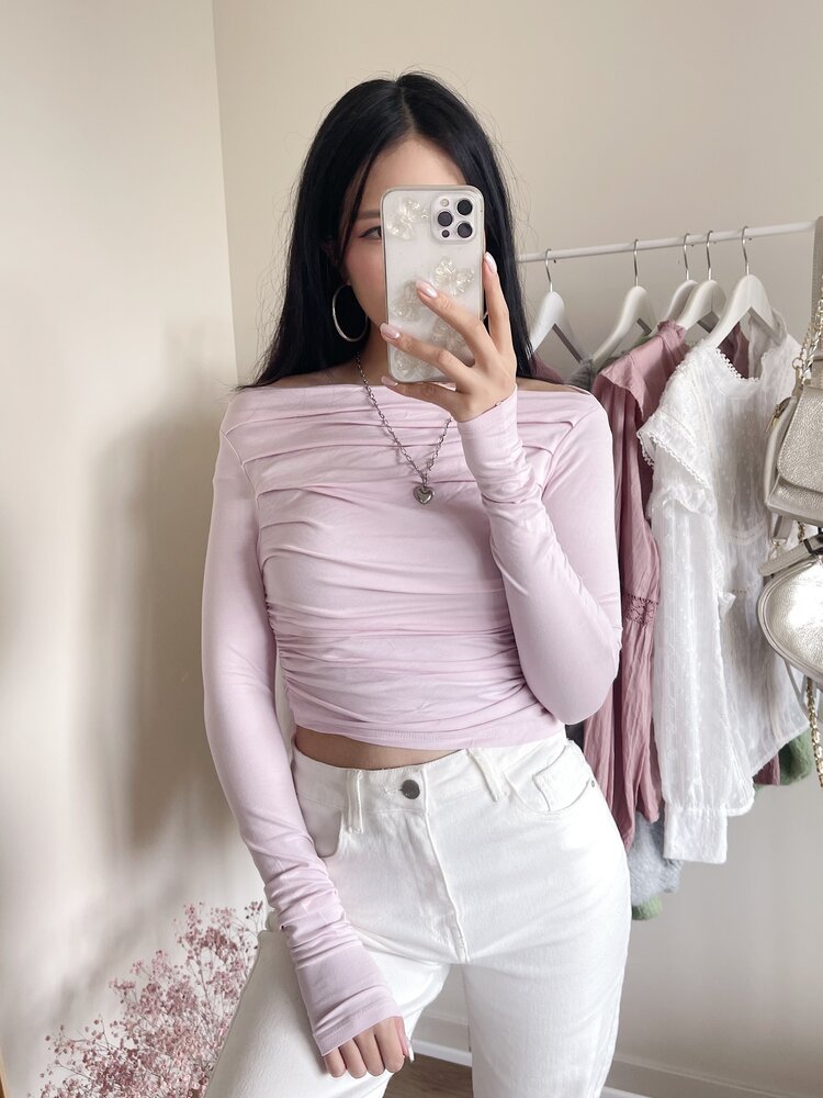 Maine Off Shoulder Top / Baby Pink