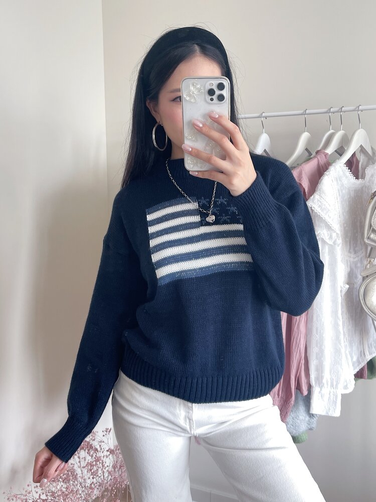 Kyla USA Knit Sweater / Navy Blue