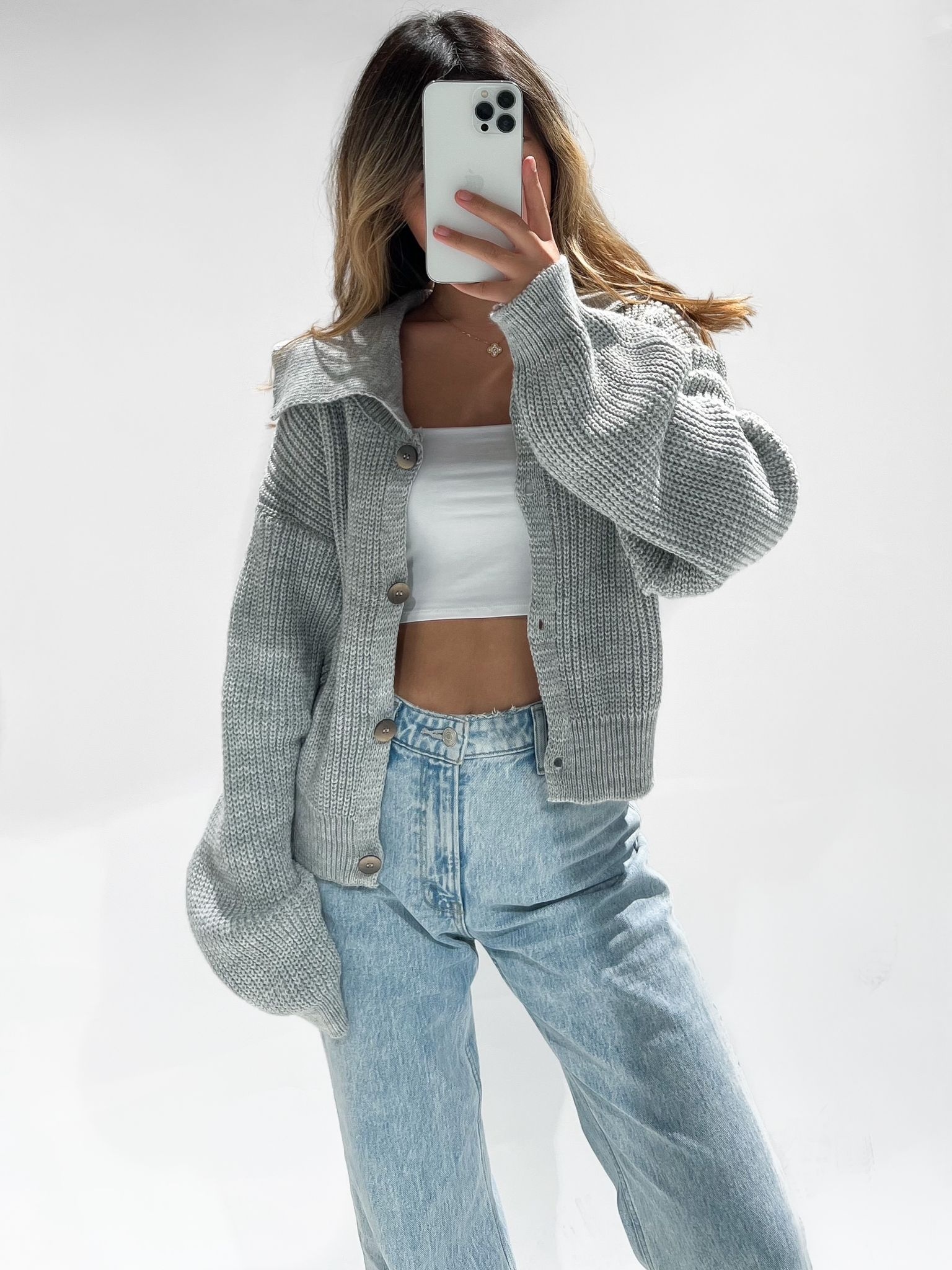 Aime Knit Cardigan / Grey - Hello My Love
