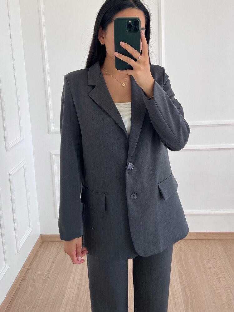 Yris Loose Fit Blazer / Washed Dark Grey