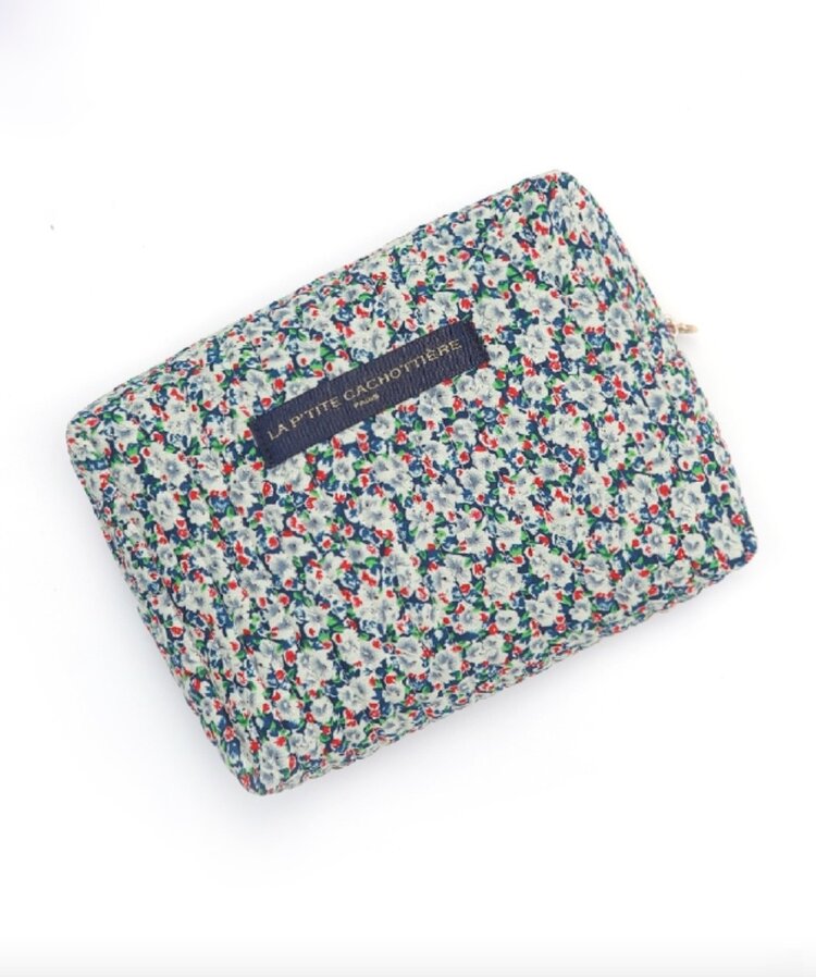 Marly Flower Toiletry Bag / Navy & White (Large)