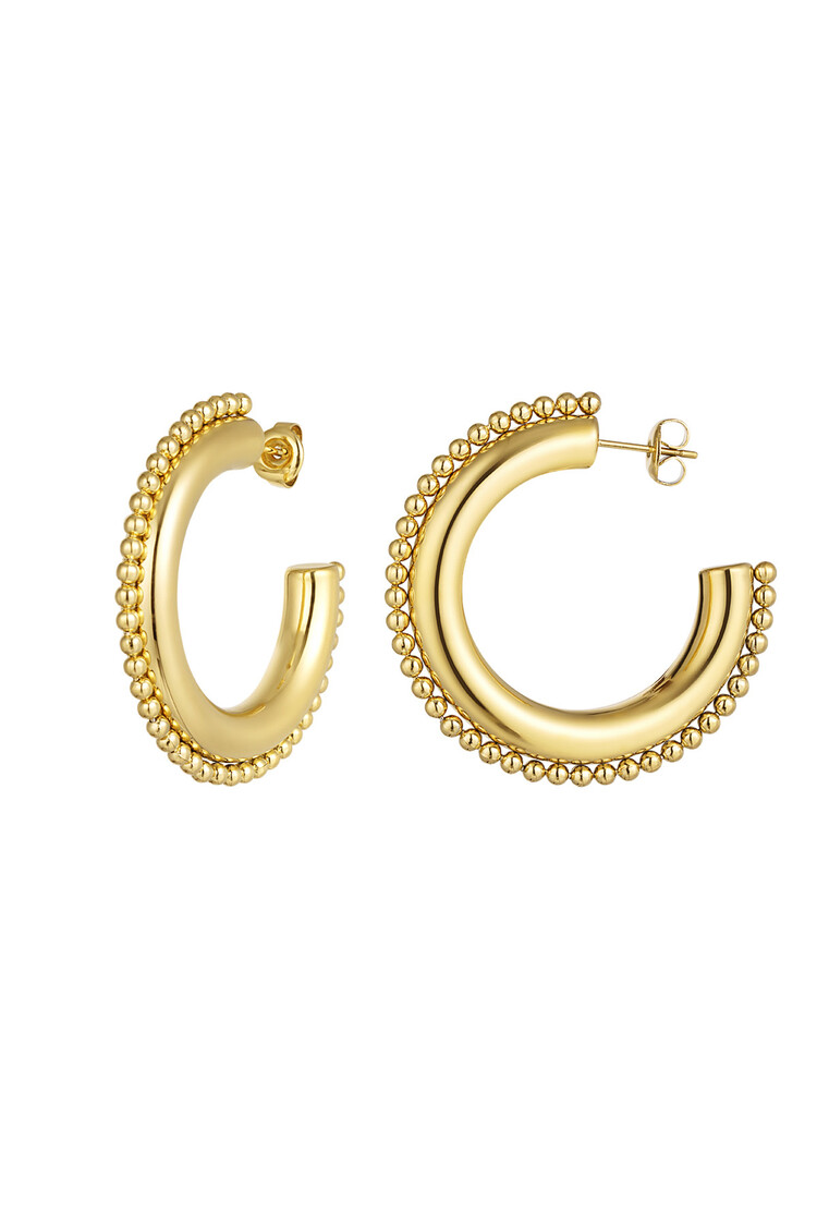 Gold Dots Hoop Earrings / Medium