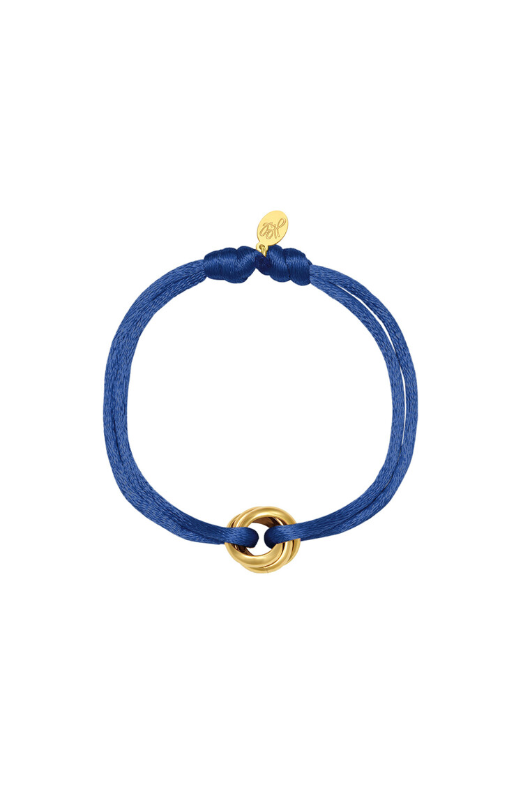 Gold Knot Satin Bracelet / Navy Blue