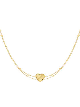 Gold Textured Heart Dots Necklace