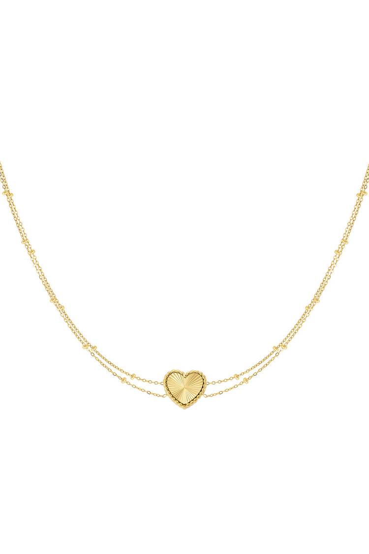 Gold Textured Heart Dots Necklace
