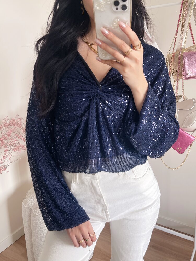 Gala Sequin Top / Navy Blue