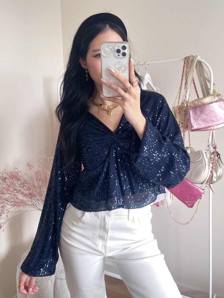 Gala Sequin Top / Navy Blue