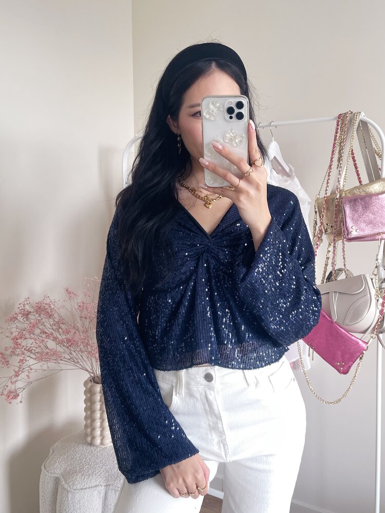 Gala Sequin Top / Navy Blue