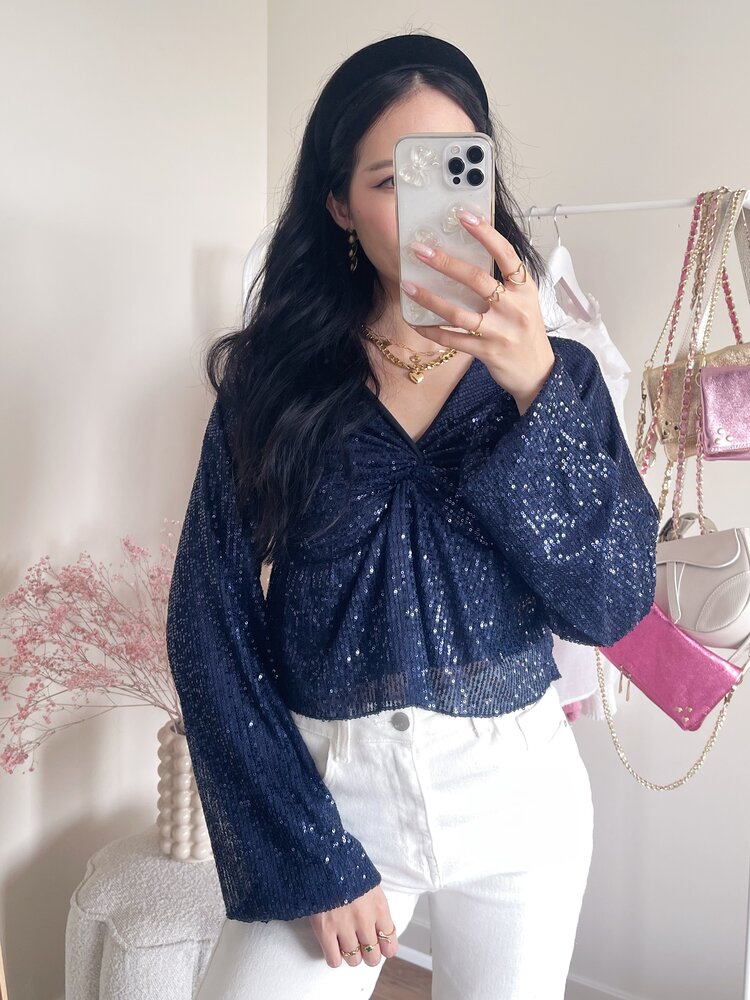 Gala Sequin Top / Navy Blue