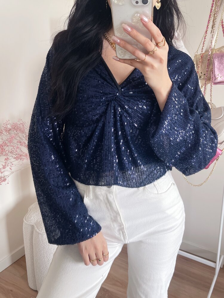 Gala Sequin Top / Navy Blue