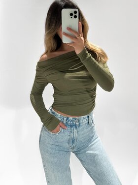 Maine Off Shoulder Top / Dark Olive