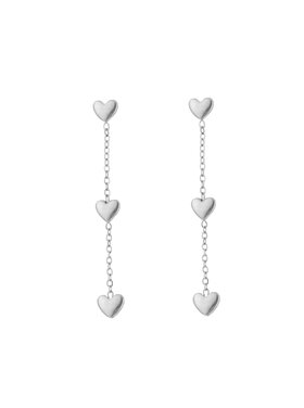 Silver Dainty Hearts Dangle Earrings