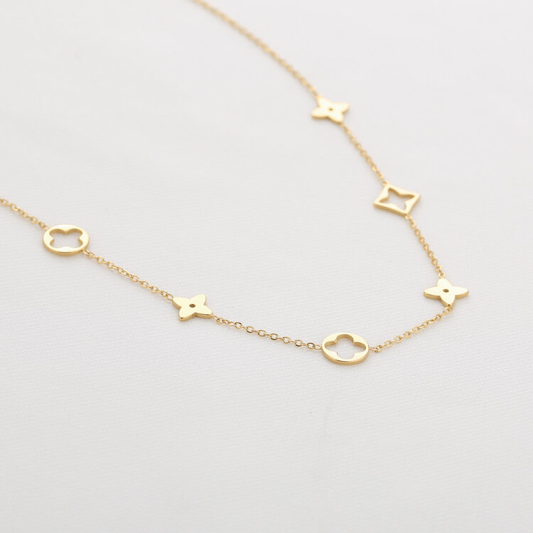 Gold Mini Clovers Necklace