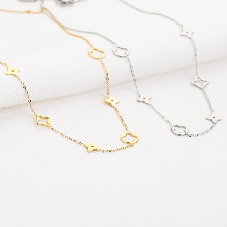 Gold Mini Clovers Necklace