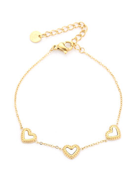 Gold Vintage Heart Bracelet / White