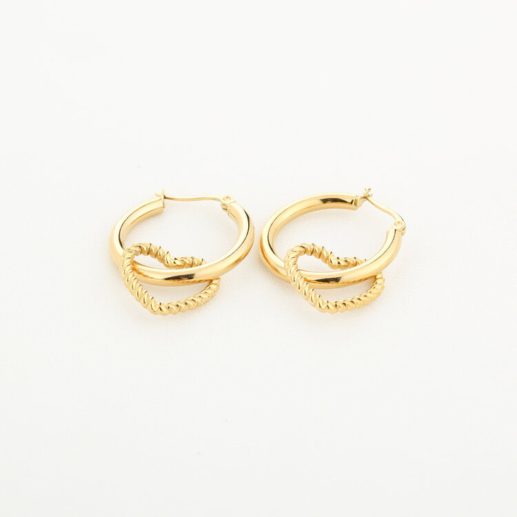 Gold Twisted Hallow Heart Earrings