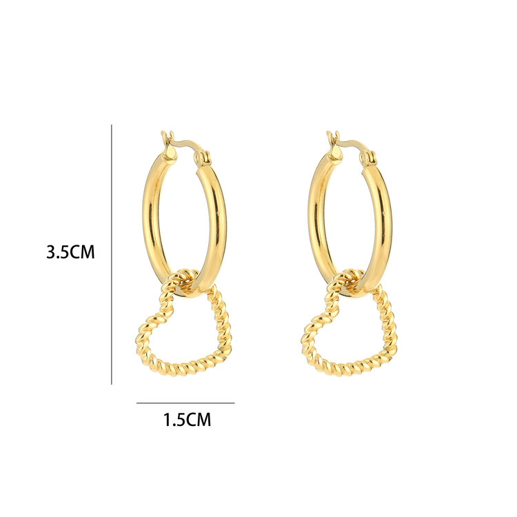 Gold Twisted Hallow Heart Earrings
