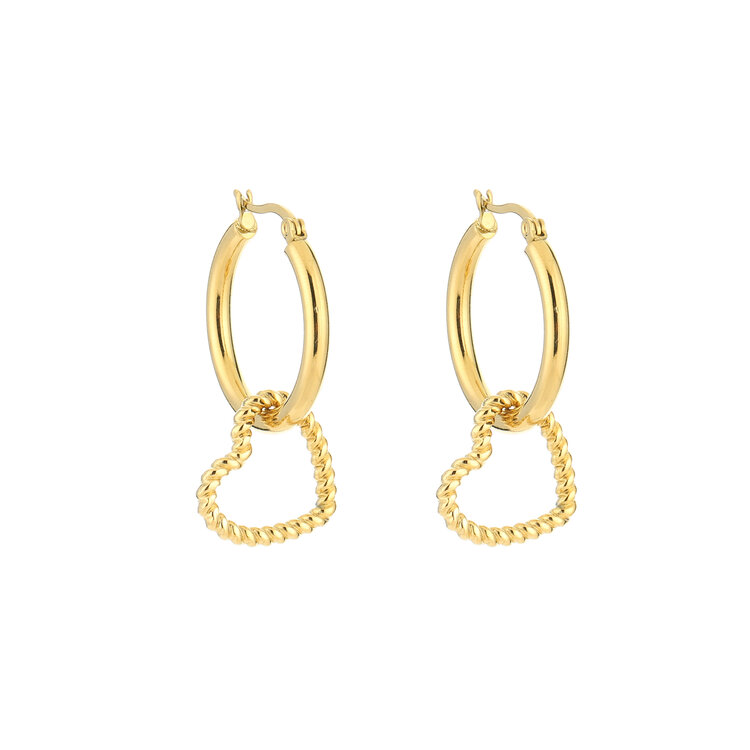 Gold Twisted Hallow Heart Earrings