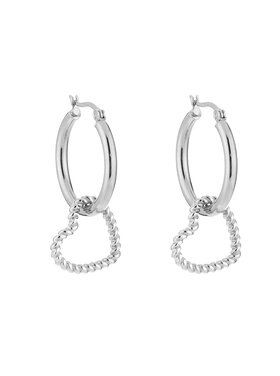 Silver Twisted Hallow Heart Earrings