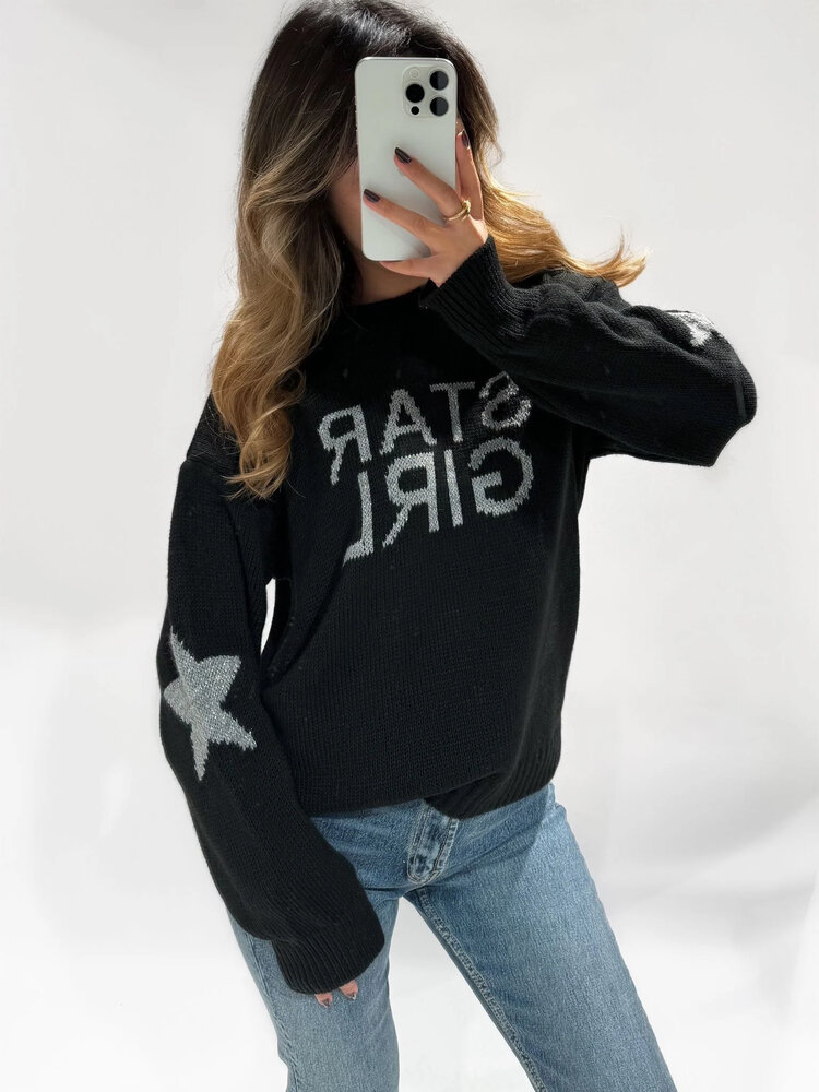 Star Girl Oversized Sweater / Black